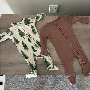Cozy Angel Dear Footie Thermal Bundle - Tree Print and Brown